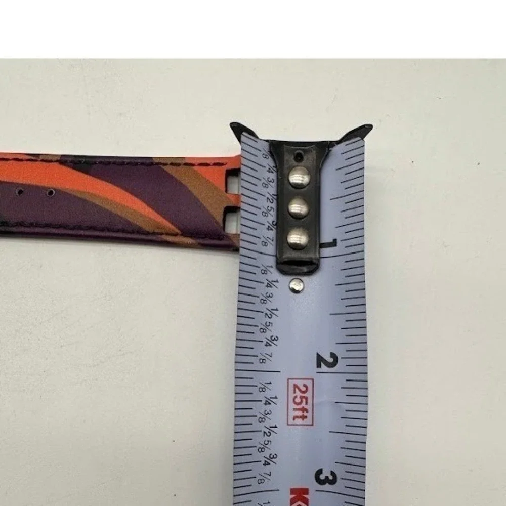 Versace 24mm Genuine Leather Watch Strap Purple Orange Gold Buckle Authentic